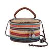 Cor de Palha Contraste Versátil Bolsa Balde Pequena Feminina Verão Colorida Trançada Bolsa de Maquiagem Corrente Ombro Transversal Bolsa Caixa