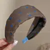 Diadema de corona alta estilo coreano, diadema de borde ancho, diadema para lavarse la cara con dientes, accesorio para el cabello de tela a cuadros de alta gama