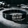 Cinturón Cruzado Estilo Americano con Patrón de Vid Clásico, Estilo Celebridad, Cinturón Repujado con Tachuelas para Hombre, Cinturón Vintage para Mujer
