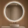 Espejo inteligente redondo para hotel transfronterizo, espejo iluminado, espejo de maquillaje con luces, espejo de baño, luz LED antivaho, montado en la pared