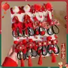 Clip de Pinza para Cabello con Borla Estilo Antiguo para Niños Accesorios para el Cabello Estilo Chino Pinza para el Cabello de Año Nuevo Flor de Cabeza de Terciopelo Rojo Dinastía Han Tocado para Bebé
