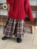 Pantalones a cuadros para niños y niñas Otoño e Invierno 2025 Estilo Nuevo Pantalones de Invierno para Niños Pantalones Cálidos con Forro de Felpa para Niños