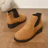Botines Chelsea de ante negro transfronterizos para mujer, tacón grueso, suela gruesa, estilo británico, versátiles, talla grande, zapatos de mujer de comercio exterior