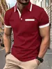 Camisa Polo de Verano para Hombre de Manga Corta con Bolsillo de Botón, Talla Europea Transfronteriza, con Estampado 3D, Polo Casual de Moda
