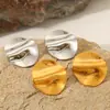 Pendientes Geométricos Estilo Ins Europeo y Americano para Cyber Celebridades Patrón Irregular Martillado Pendientes de Acero de Titanio Pendientes Plegados de Acero Inoxidable Oro de 18K