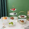 Plato de Frutas de Múltiples Niveles Soporte para Bocadillos de Té de la Tarde Bandeja de Doble Capa Mesa de Postres para Bodas Soporte para Exhibición de Pasteles
