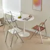 Silla Transparente Nórdica, Silla de Comedor de Lujo Ligero, Mesa de Comedor de Alta Gama de Moda para Uso Doméstico, Silla Plegable de Plástico Minimalista de Diseñador Vintage