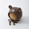Gorro de Protección para Oídos de Bebé de Una Sola Pieza Otoño Invierno Dibujo Animado Súper Lindo Osito Gorro Cálido con Cordones Gorro de Protección para Fontanela Niños Niñas Bebés Moderno