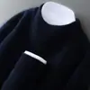 Amazon Suéter de Lana 100% Pura Engrosado de Doble Capa para Hombre, Cuello Semi-Alto, Suave, Pegajoso, Holgado, Suéter de Punto como Capa Base