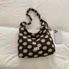 Bolsa de nylon con lunares dulces estilo coreano para mujer, bolso cruzado y de hombro versátil casual para la escuela y el trabajo.