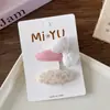 Lazo de Tela Rosa Dulce Pinza para Flequillo Versátil Infantil Pinza para el Cabello de Niña Floral Rellena de Algodón Tridimensional