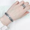 Pulsera Abierta Prajna Paramita Sutra del Corazón Verdad de Seis Caracteres Pulsera Sutra del Corazón Plata 999 Retro Versión Ancha para Hombre y Mujer