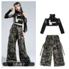 Ropa de Baile Jazz Hip-Hop para Niñas Genial y Atractiva Ropa de Baile que Muestra el Ombligo para Niñas Ropa de Desfile para Niños Traje de Hip-Hop Moderno para Niños