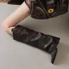Botas Ankle Boots de Salto Alto Tendência Estilo Wasteland para Mulheres, Botas Longas Pretas, Novo Modelo Outono e Inverno 2026, Salto Grosso, Bico Fino, Estilo Ciclismo