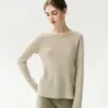 Estilo relajado, sin costuras, escote de una sola pieza, dobladillo enrollado, 100% cachemira, corte holgado, suéter de punto suave y cómodo para otoño e invierno, efecto adelgazante