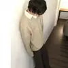 Suéter de Gola Lapela Falso Retrô Americano Unissex Inverno Diário Estilo Preguiçoso Versátil Malha Casual Tendência