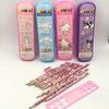 Família Sanrio lápis de cor 12 cores coolomi meilti cão Yugui gato KT pincel para colorir papelaria