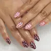 Uñas Postizas Nuevas Transfronterizas Europeas y Americanas Lunares Blanqueadoras Francesas Uñas Postizas Almendra Uñas Falsas 24 Piezas Piezas de Uñas a Juego de Color