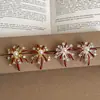 Brincos Vintage de Luxo Leve com Zircônia, Pérola e Esmalte Vermelho em Formato de Fogos de Artifício para Mulheres, Brincos Únicos e Estilosos