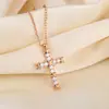 Colar Cruz com Micro-Cravação de Diamante Mais Vendido Transfronteiriço Design de Nicho Feminino Corrente para Clavícula Moda Estilo Europeu e Americano