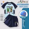 Traje de Baño Infantil Minecraft para Niños de Manga Corta con Protección Solar, Traje de Baño de Dos Piezas de Manga Larga para Entrenamiento para Niños Mayores