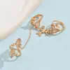 Temu Mais Vendido Anel de Peça Única Personalizado Folha Flor Strass Corte Diamante Peça Única Joia de Mão Anel Ajustável