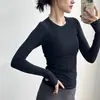 LULU Sports Camiseta Elástica de Manga Larga para Correr para Mujer Ajustada Traje de Yoga Entrenamiento Pilates Fitness Top Otoño e Invierno