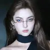 Armazón de Gafas sin Montura Estilo Japonés para Miopía, Graduación Personalizable, Armazón Pequeño Elegante para Mujer para Rostros Cuadrados y Redondos, Armazón Delgado de Metal Dorado