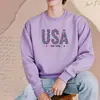 Sudadera de cuello redondo transfronteriza con estampado de EE. UU. Amazon Wish Venta al por mayor Producto de Temu Borgoña