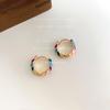 Brincos de Verão Pequenos Frescos Coloridos Gota de Óleo Redondos Geométricos Doces de Presilha para Orelha Feminino Temperamento Simples para Trabalho Diário