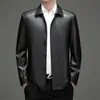 Liquidación de chaquetas de cuero nuevas para hombre en Haining, chaqueta de cuero con cuello de solapa, de longitud media, para papás de mediana edad, casual de negocios para otoño e invierno