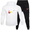 Conjunto de Moletom Esportivo Masculino Novo Primavera e Outono Moda Solta para Jovens Calça Casual Conjunto de Duas Peças