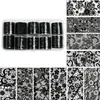 Serie de papeles de transferencia de encaje blanco y negro para accesorios de arte de uñas, papel de transferencia, papel de cielo estrellado, papel de transferencia de rejilla con borde de encaje, 10 rollos