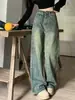 Jeans Retrô Estilo Americano Feminino Plus Size Corpo em Pera Ligeiramente Gorducho Usar Calças de Perna Reta de Cintura Alta Emagrecedoras para Meninas Gorduchas