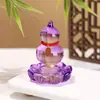 Enfeite de Cabaça Flor de Lótus de Cristal para Sorte e Riqueza, Lótus Pequeno com Base Giratória, Cabaça, Lótus de Vidro, Fábrica de Enfeites de Cabaça