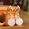 Yuexin 925 Prata Esterlina Rodada Hetian Jade Brincos Chinês Antigo Elegante Longo Folha de Bambu Vintage Tribunal Brincos
