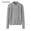 Cinza esfumaçado pescoço redondo engrossado mulheres de abertura lateral conhecimento Slim-Fit Suéter elegante elegante Pure Mountain Cashmere malha Cardigan