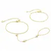 AliExpress Cruzada Transfronteiriça Corrente de Dedo Cruz Dourada Temperamento Fashionável Gentil Elegante Estilo Moderno Minimalista Pulseira Banhada a Cobre