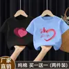 Camiseta de Manga Corta de Algodón Puro con Dibujos para Niñas Verano 2025 Nueva Tallas Mediana y Grande Estilo Coreano para Niñas Tops Holgados de Media Manga Modernos