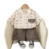 Traje de verano para niño 2025 nueva ropa para niños 1-3 años 5 camisa con cabeza de oso bebé manga corta conjunto de dos piezas