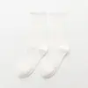 Calcetines de Felpa Blancos para Mujer Verano Color Puro Estilo Japonés Calcetines de Media Pantorrilla para Mujer Calcetines Ins de Moda Retro Calcetines Delgados Negros para Mujer