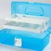 Caja de almacenamiento de tres capas multifuncional directa de fábrica caja transparente portátil para estudiantes caja de almacenamiento de plástico para pintura artística caja de herramientas de almacenamiento de plástico
