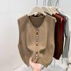 Colete Cardigan Tricotado Arco-Íris Estilo Europeu para Mulheres, Design Primavera 2026, Peça para Sobrepor, Colete Macio que Reduz a Idade