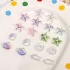 Cuentas de Vidrio Galvanizado Estrella de Mar Ab concha Agujero Recto Cuentas Sueltas Pulsera de Abalorios Hecha a Mano DIY Llavero Accesorios de Joyería