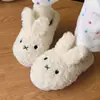 Lindas Zapatillas de Algodón de Conejito Blanco para Mujer, Zapatillas de Algodón para el Hogar para Mujer, Zapatillas de Algodón Forradas de Felpa para Hombre, Zapatos Calientes, Zapatos de Confinamiento, Zapatillas de Dedos