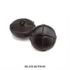 Botón de cuero genuino marrón tejido vintage hecho a mano traje traje abrigo de lana botón fútbol Botón Negro
