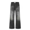 K5906 High Street Estilo Americano Unissex Tendência de Rua Rei do Boi Padrão de Bigodes Esfregado à Mão Design Jeans Masculino Retro Micro-flare
