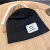 Sombrero de Luna para Mujer Delgado Otoño Negro Gorro Apilado Redes para Mujer Estilo Sol Cabeza Grande Adelgazante Bufanda de Punto con Capucha