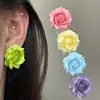 Brincos Florais Degradê Estilo Férias de Verão, Brincos Dopamina Únicos, Design de Nicho, Brincos Modernos e Elegantes para Mulheres