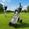 Carro para Bolsa de Golf, Marco de Aluminio Portátil Plegable Remolque para Bolsa de Golf, Carrito de Golf de Cuatro Ruedas con Ruedas Grandes, Carrito de Mano para Campo de Golf